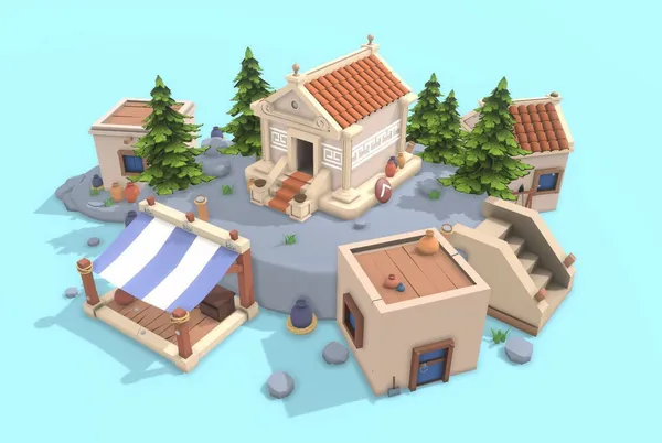 Stylized Town Of Rome — Galeri 1