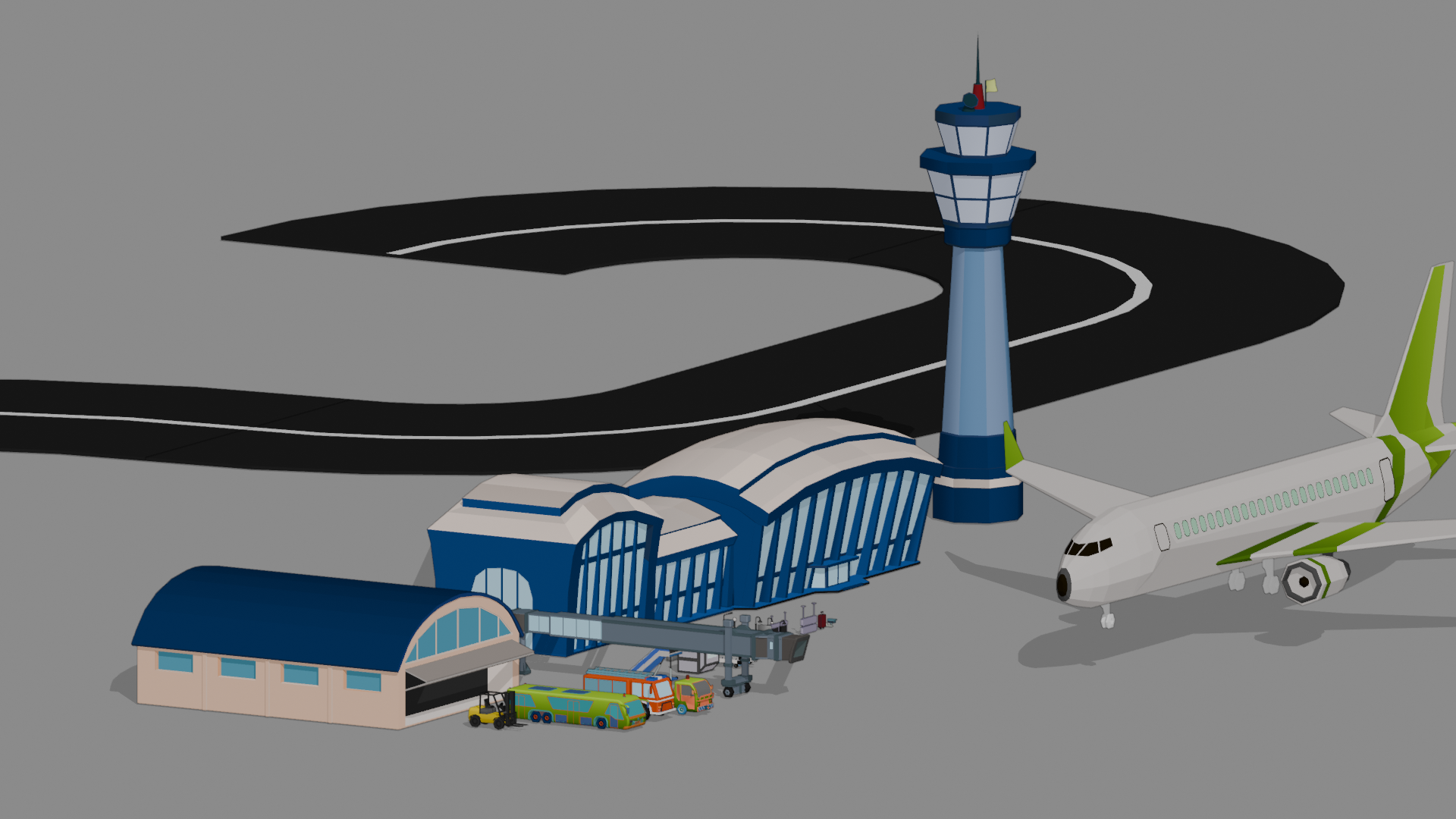 Stylized Low-Poly Airport and Airliners - 3D Asset Pack — Galeri 5